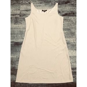 Lafayette 148 Gia Shift Nude Dress Sz M Sleeveless Slip Midi E2